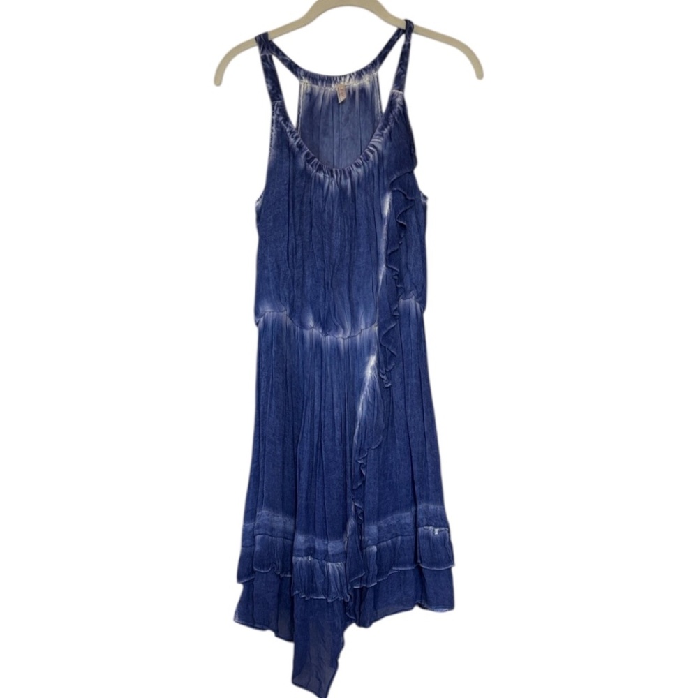 Free People Blue Tank Dress with Asymmetrical Hem size Small